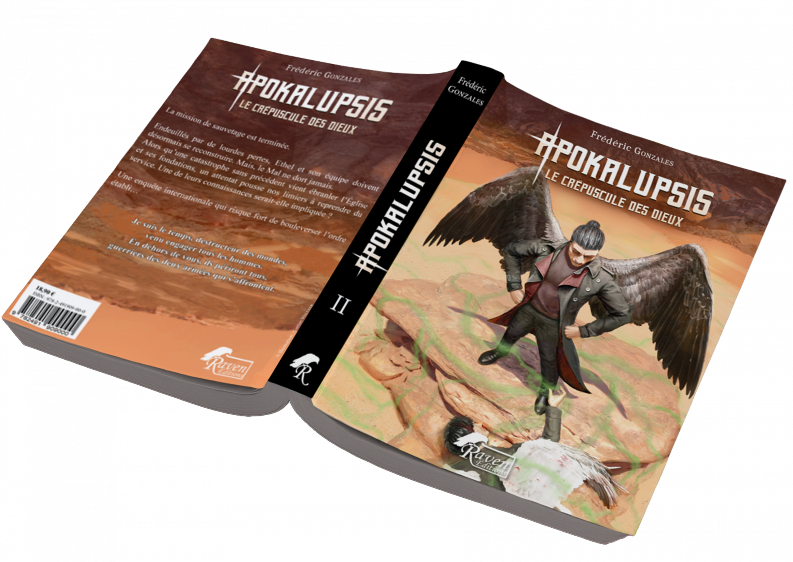 Couverture 3D du roman Apokalupsis Tome 2 – Raven Éditions - Frédéric GONZALES